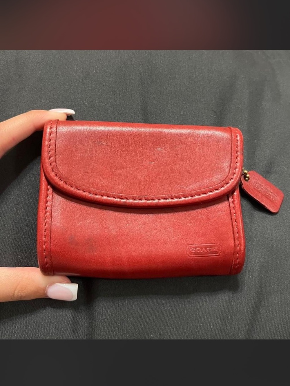 vintage coach leather red multifunction wallet (style 7219)